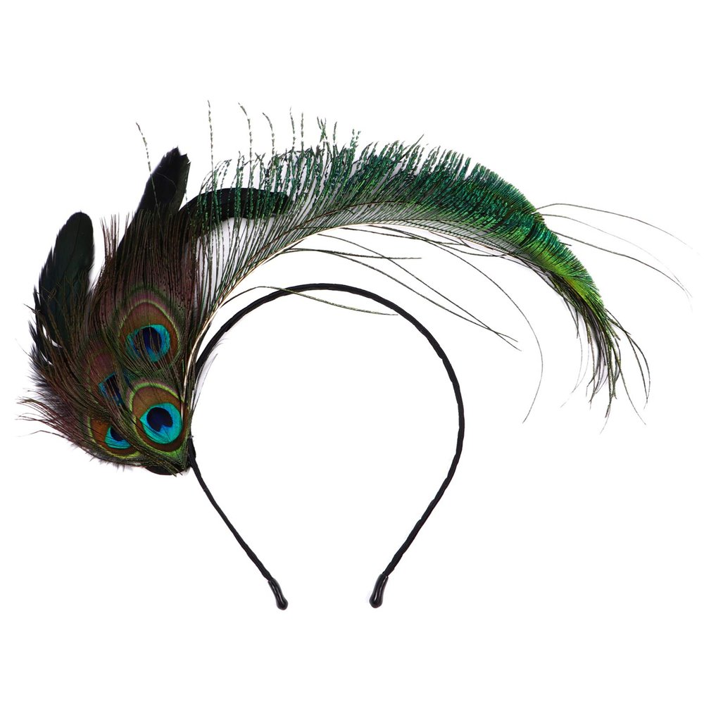 Beaupretty Peacock Feather Headband for Women, Flapper Headpiece for Carnival, Dance, Masquerade and Parties