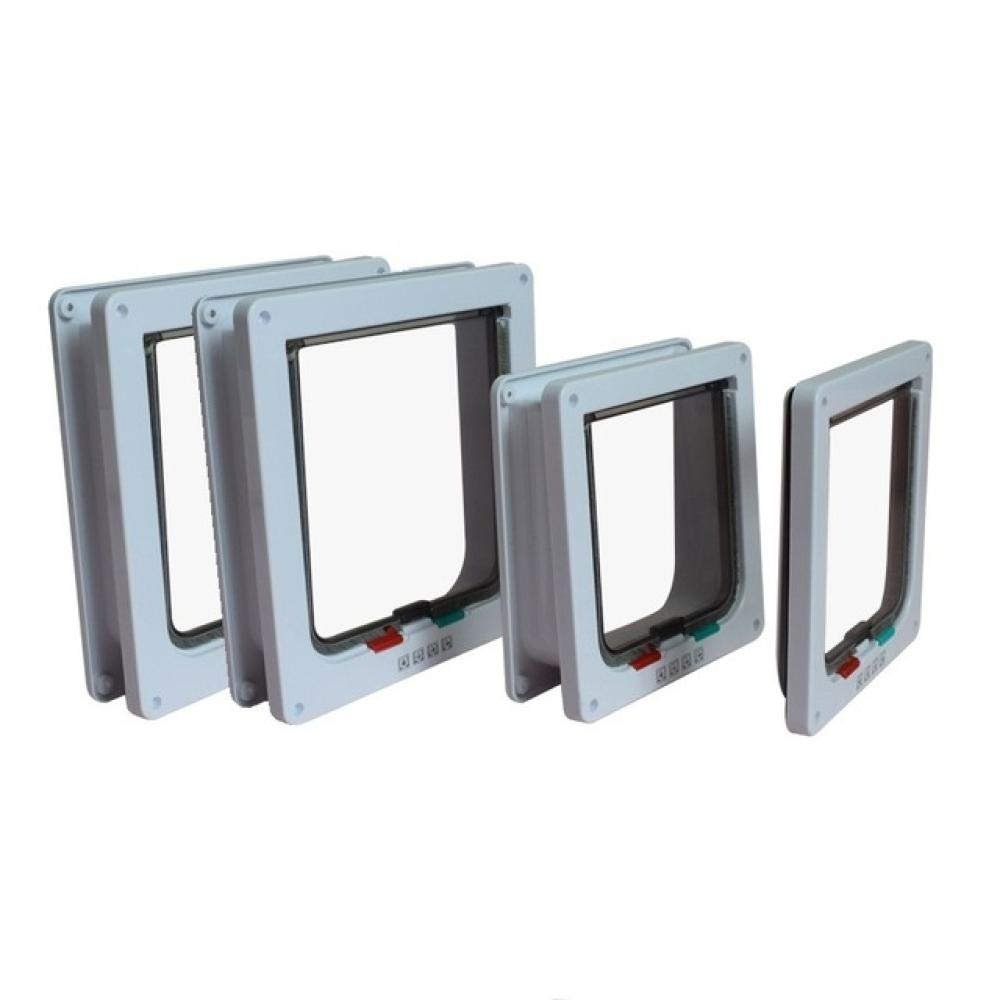 YITON White Lockable Pet Door for Dogs and Cats, 4-Way Safety Lock, ABS Plastic, Size S