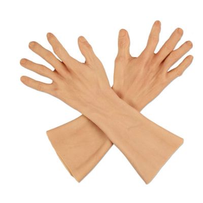 XSWL Old Man Silicone Gloves, Realistic Fake Hands, Ivory White