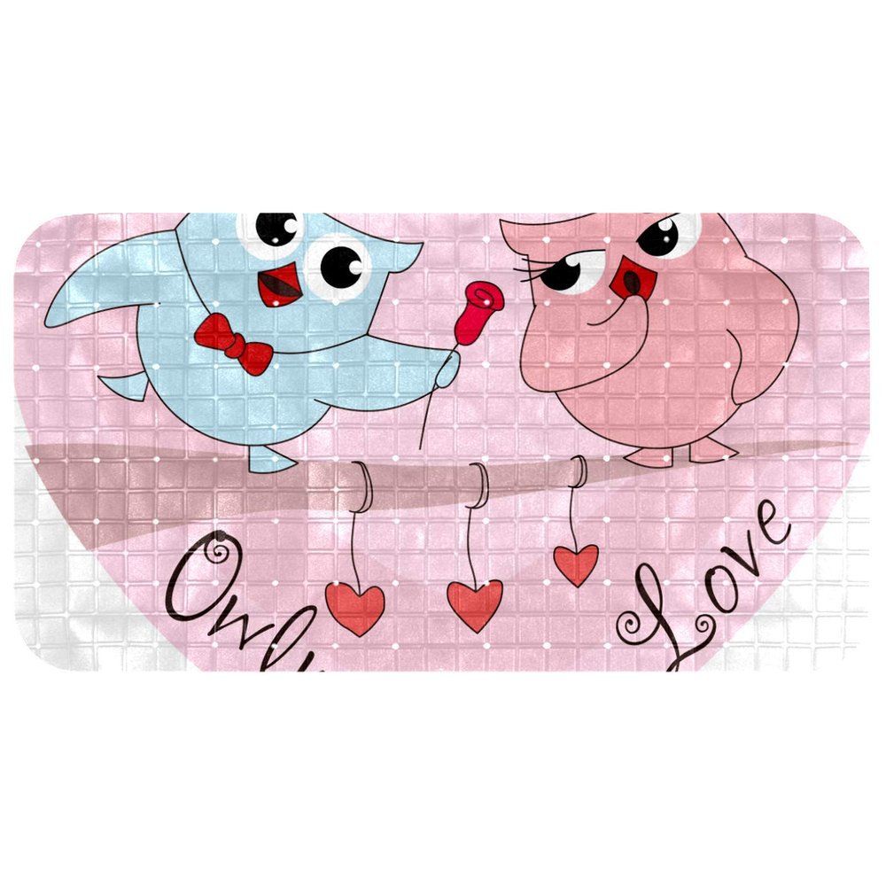 Bennigiry 36.9 x 66.9 cm Upgrade Baby Bath Mat for Baby and Toddler, Non-Toxic Valentine Heart Owl