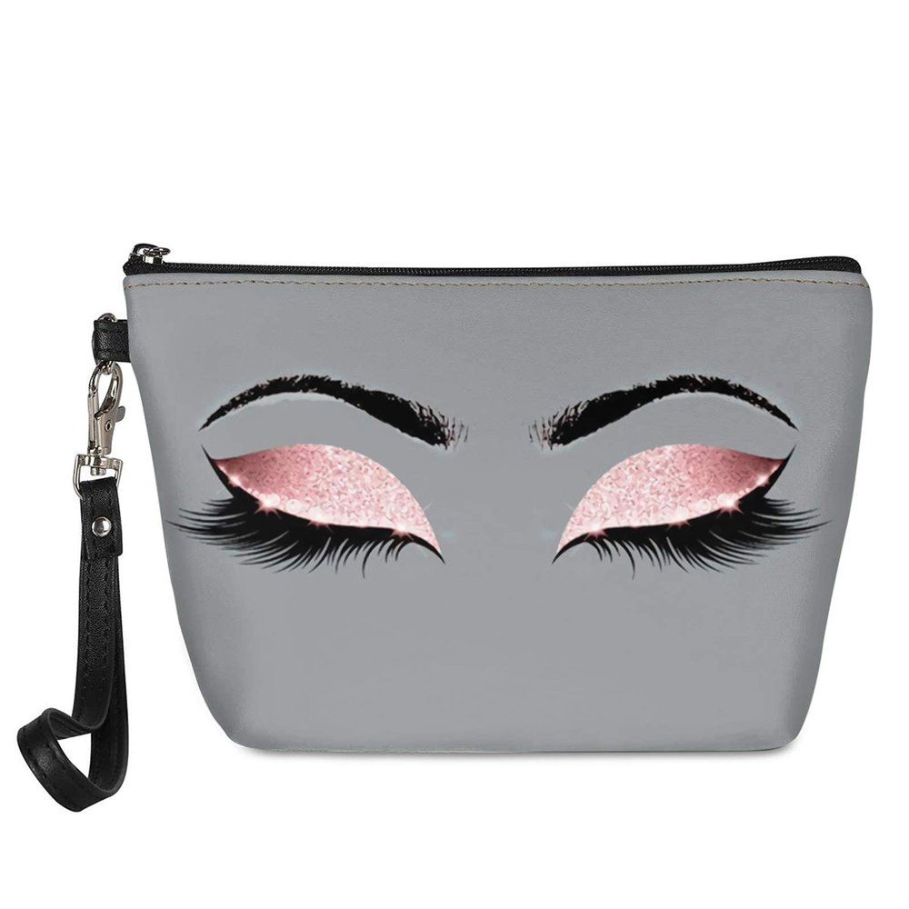 SEANATIVE Makeup Bag for Travel with Eyelash Eye Design
