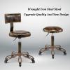 JMYSD Retro Adjustable Rolling Swivel Beauty Stool with Backrest, Green view 2