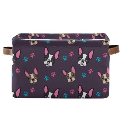 TropicalLife OOWOW French Bulldog Paw Print Foldable Fabric Storage Cube