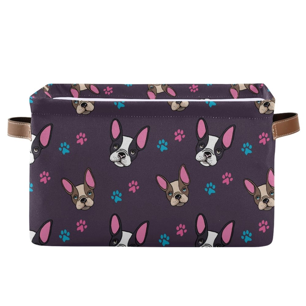 TropicalLife OOWOW French Bulldog Paw Print Foldable Fabric Storage Cube