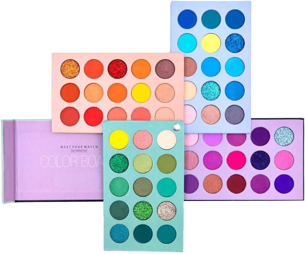 60-Color 4-in-1 Eyeshadow Palette with Glitter, Matte, Pearl and Nude Shades