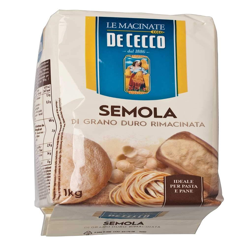 Durum Wheat Semolina – Semola di Grano Duro, De Cecco, No. 176 (1 kg)