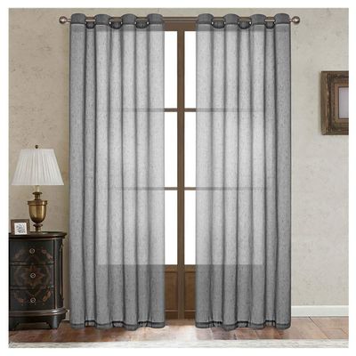 YOUCAI Sheer Curtain Panel for Bedroom, Living Room, Nursery, Balcony, Gray, 255 x 160 cm