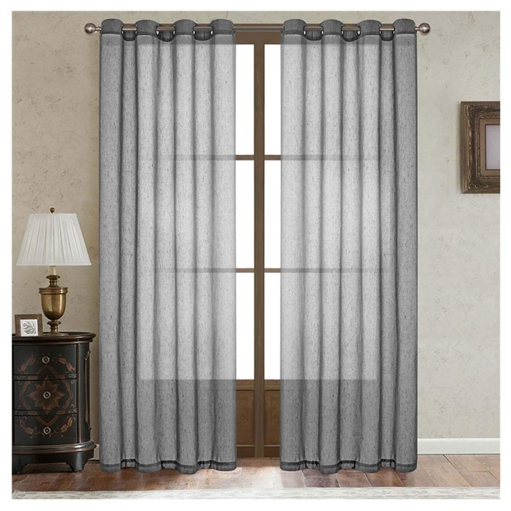 YOUCAI Sheer Curtain Panel for Bedroom, Living Room, Nursery, Balcony, Gray, 255 x 160 cm