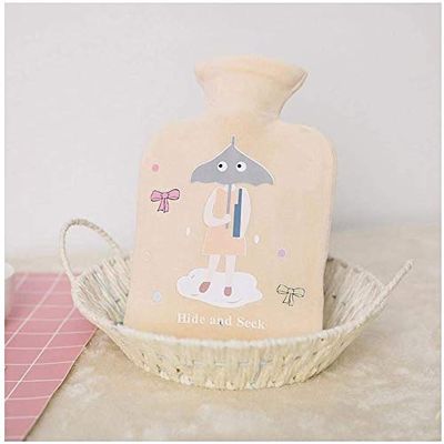Aeromdale Hot Water Bottle with Umbrella Print and Fleece Cover, 1 L