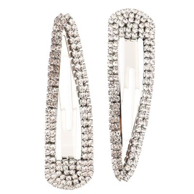 Luxshiny 2-Pack Rhinestone Snap Hair Clips, Shiny BB Hair Accessories
