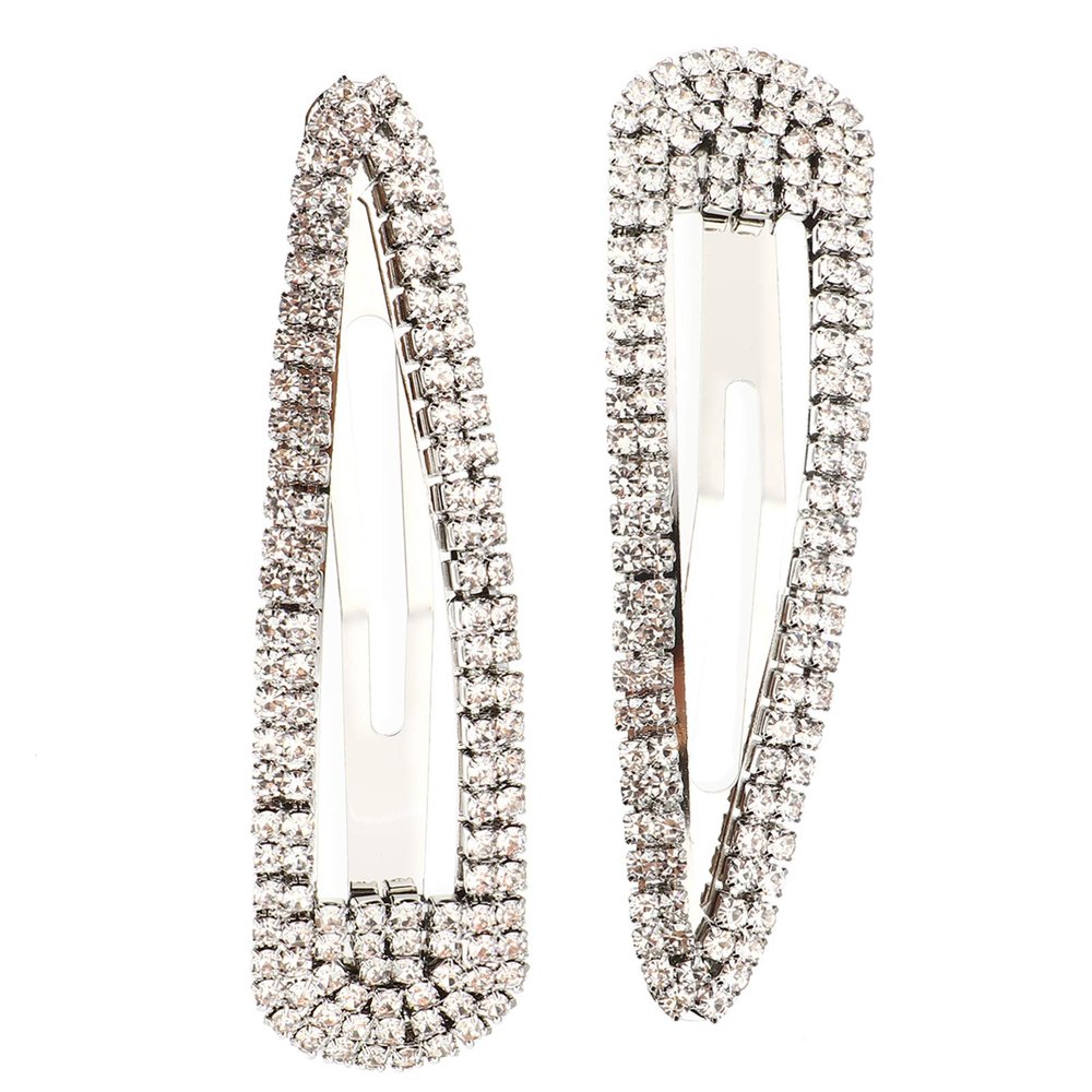 Luxshiny 2-Pack Rhinestone Snap Hair Clips, Shiny BB Hair Accessories