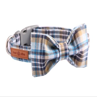 lionet paws Soft Cotton Bow Tie Dog Collar with Plastic Buckle, Adjustable for Small Dogs, 25–40 cm Neck
