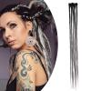 Dreadlock Hair Extensions, Faux Locs, Braided Synthetic Afro Kinky Hair, Black + Silver Gray view 1