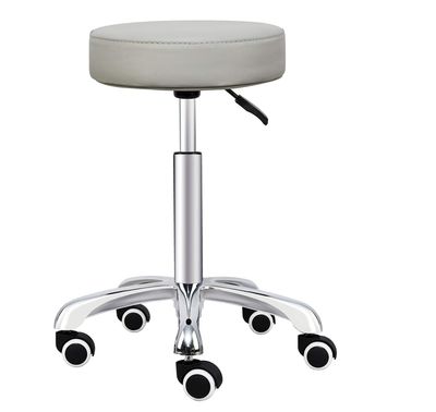Grace&Grace Adjustable Rolling Swivel Stool with Casters, Backless, Classic Flat, Beige