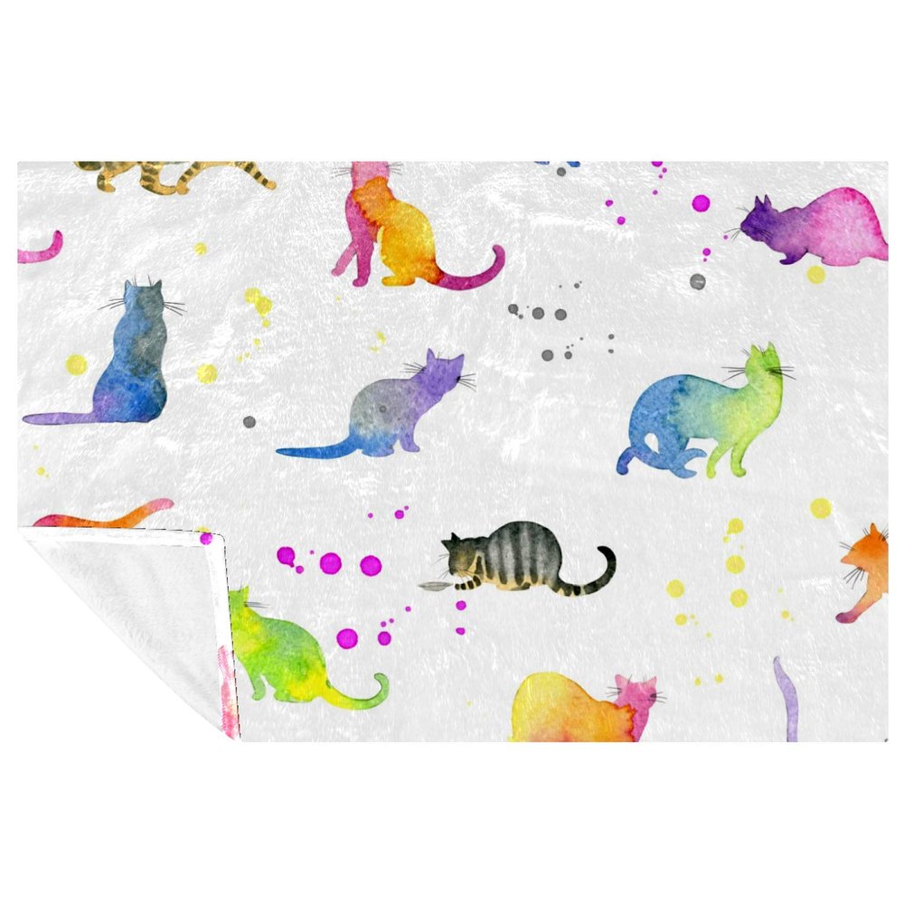 BestIdeas Colorful Cat Print Throw Blanket, Soft and Warm, 150 x 100 cm