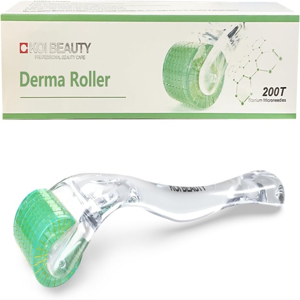 KOI BEAUTY Derma Roller 0.25 mm, 200 Real Needles, Microneedling Roller for Face, Scalp, Beard & Body
