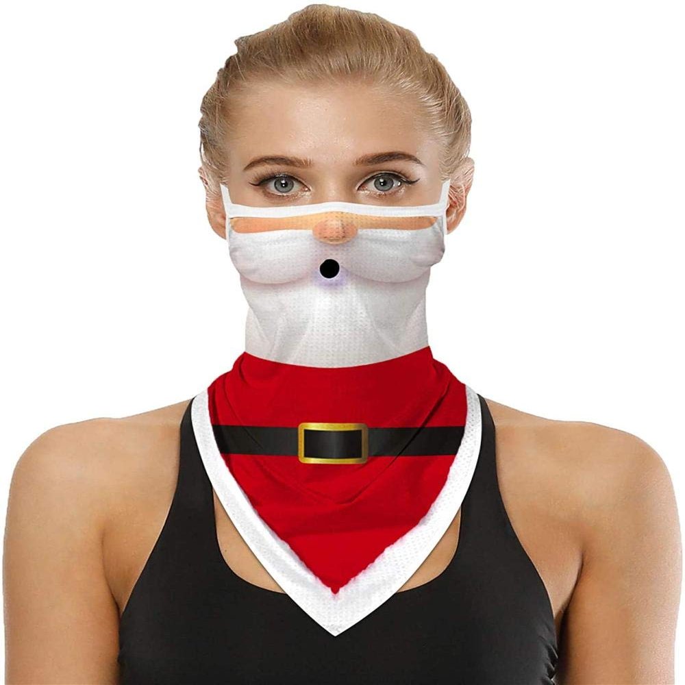 Youning Triangle Scarf Face Covering, 3D-Printed Christmas Design, Unisex