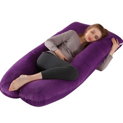YOUCAI U-Shaped Pregnancy and Nursing Pillow, Velvet Purple, 140 x 80 cm