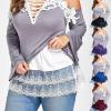 Valink Mini Skirt Shirt Extender, Lace, Hollow-Stitch Detail view 4