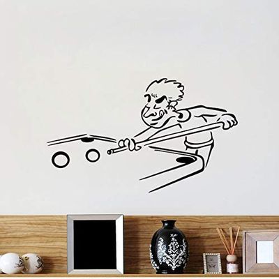 Boy Playing Pool Vinyl Wall Sticker for Kids' Room, Removable, 44 × 74 cm