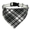 Adjustable Dog Bandana Collar, White/Black Scottish Plaid, Optional Name Embroidery view 2