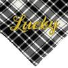 Adjustable Dog Bandana Collar, White/Black Scottish Plaid, Optional Name Embroidery view 3