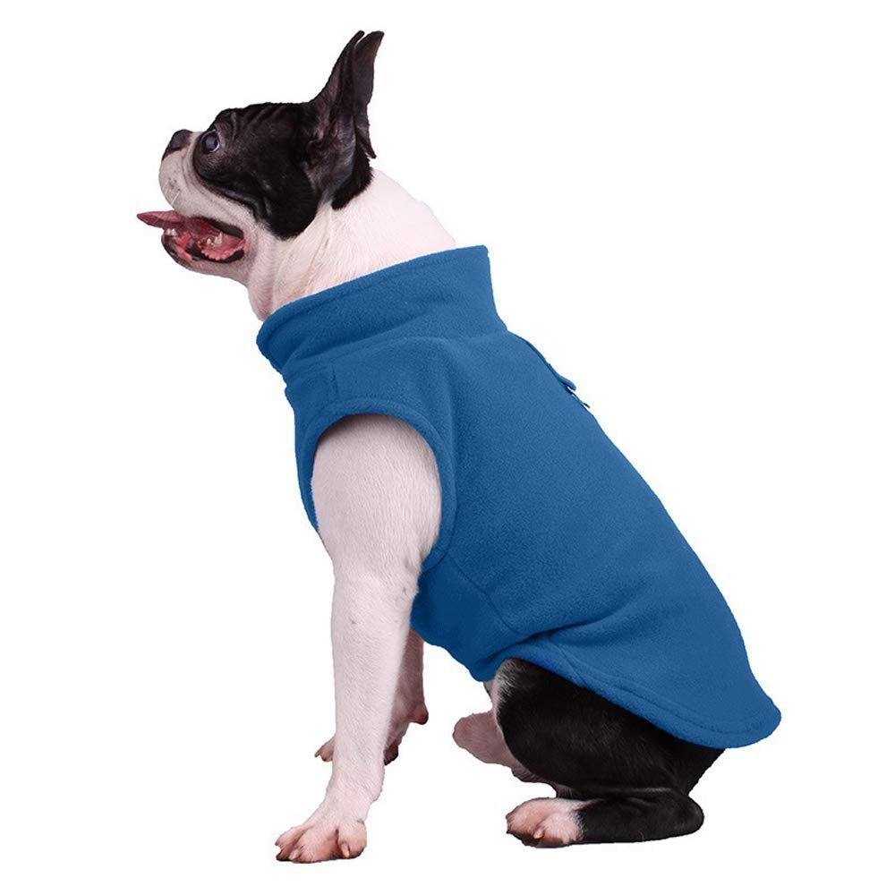 Dog Sweater, Soft Fleece Vest, Cold-Weather Jacket with Leash Ring for Small and Medium Dogs, XL, Blue