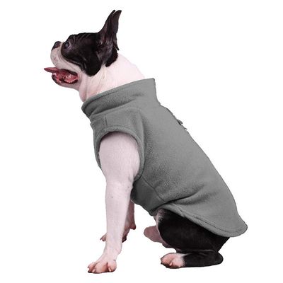 Dog Sweater / Sweatshirt, Soft Fleece Vest, Cold Weather Jacket with Leash Ring for Small and Medium Dogs (Size XL, Gray)