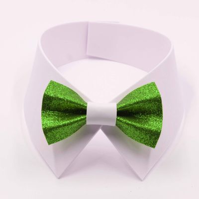 CRAZY FAMILY SHOP Glitter Bow Collar, 5 Sizes and 6 Colors (XL, Green)