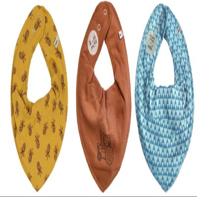 Pippi Baby Bandana Bibs, 3-Pack, Plaid and Fruit