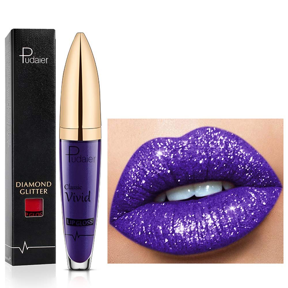 18-Color Diamond-Shine Long-Lasting Lip Gloss, 3D Shimmer Metallic Liquid Lip Color