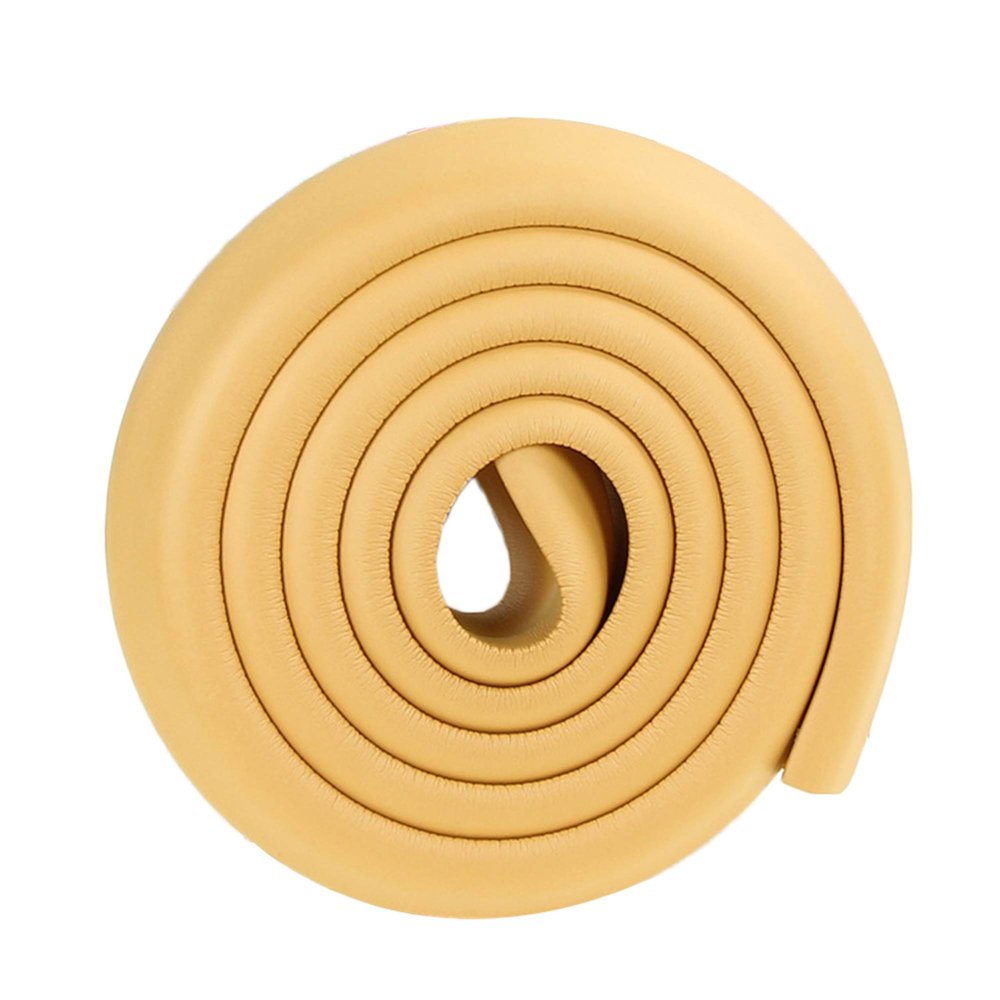 SSCYHT Child Safety Edge Protector, 2 m Extra-Thick L-Shaped Foam Cushion with 4.2 m Tape, Light Brown