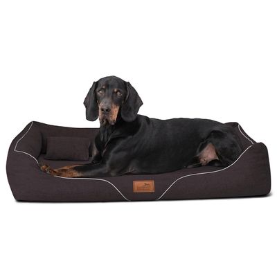 tierlando William Couture Orthopedic Dog Bed, Cozy Sofa with Washable Mélange Fabric Cover and Memory Foam Mattress, 110 x 85 cm, Brown