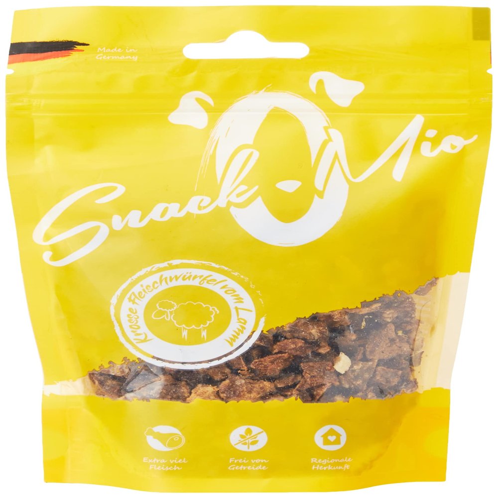 SnackOMio Premium Dog Treats - Crunchy Lamb Cubes, Grain-Free, 125g