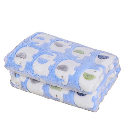Blue Double-Velvet Pet Blankets for Dogs and Cats, Warm Soft Puppy Sleeping Mat, 2 Pieces