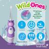 Brush-Baby Rechargeable Electric Toothbrush for Kids, Ages 0–10, WildOnes Hippo Design with Flashing Lights, DeepClean Bristles, 2 Replacement Heads & USB Cable view 2