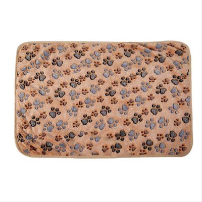 Brown Dog Blanket, Soft Warm Pet Bed Blanket with Paw Print Design, Pet Sofa Cushion, 4-Piece Set, L