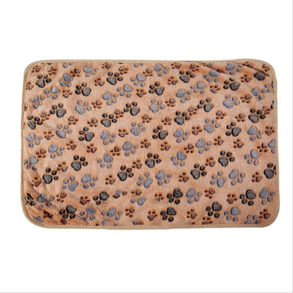 Brown Dog Blanket, Soft Warm Pet Bed Blanket with Paw Print Design, Pet Sofa Cushion, 4-Piece Set, L