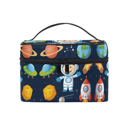 Astronaut Star Rocket Cosmetic Bag Organizer for Women and Girls