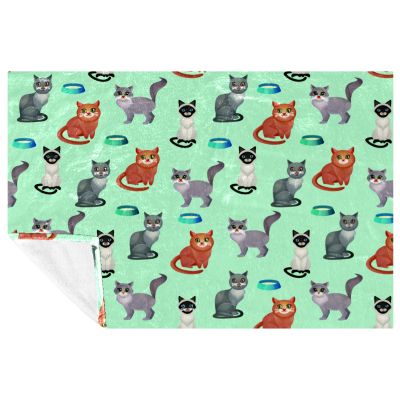 BestIdeas Cat-Print Blanket, Soft Warm Throw for Bed, Couch, Sofa, Picnic, Camping, and Beach, 150 x 100 cm