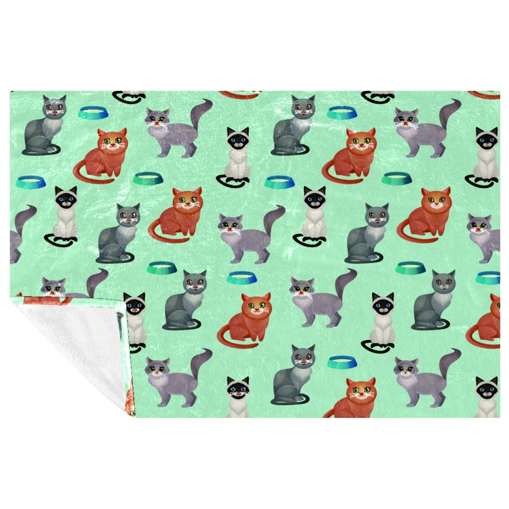 BestIdeas Cat-Print Blanket, Soft Warm Throw for Bed, Couch, Sofa, Picnic, Camping, and Beach, 150 x 100 cm