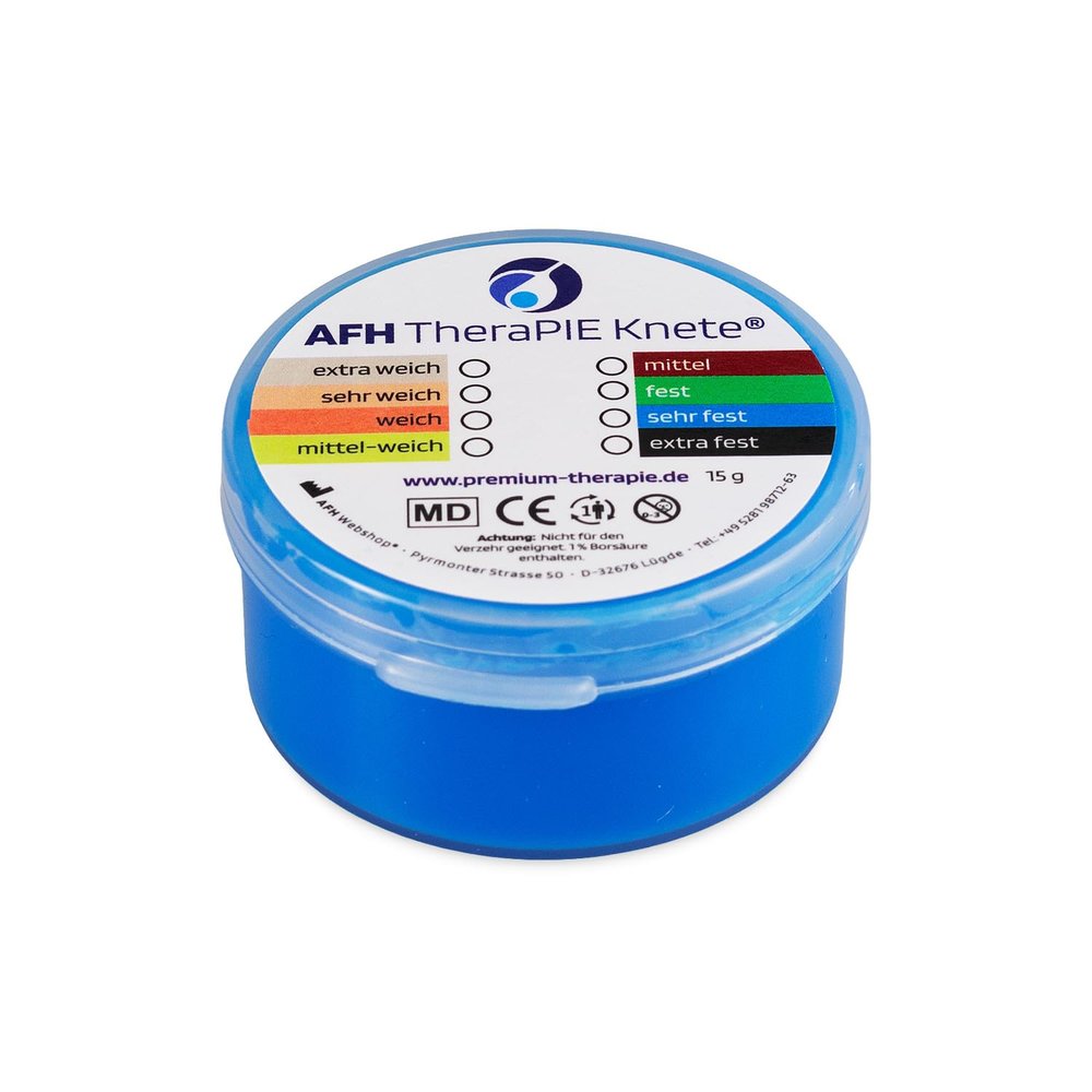 AFH TheraPIE MINI Therapy Putty Finger & Hand Trainer, 15 g Tin, 8 Resistance Levels (Very Firm—Blue)