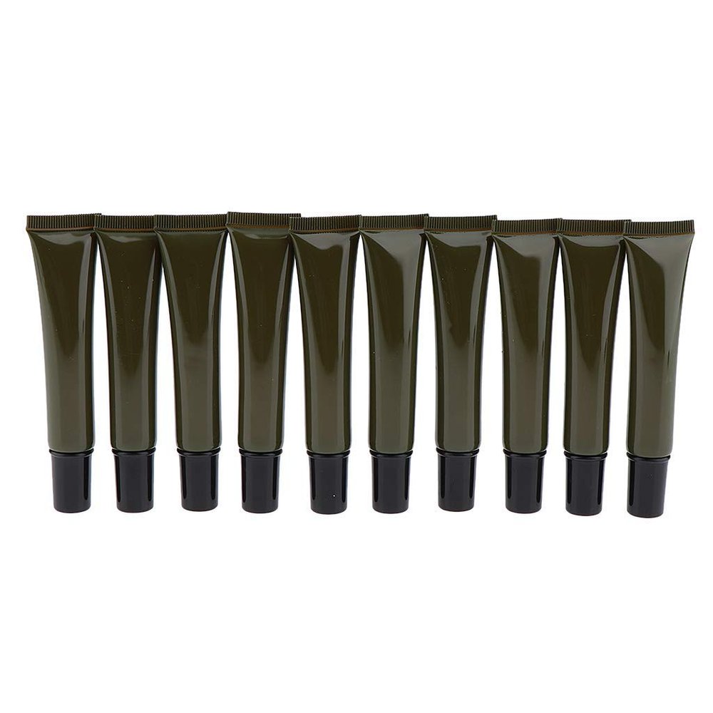 Tubayia 10-Pack Empty Refillable Cosmetic Tubes, Green and Black