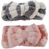 minkissy 2-Piece Bow Headbands for Women, Elastic Coral Fleece Makeup Headbands for Face Washing, Yoga, and Cosmetics view 1