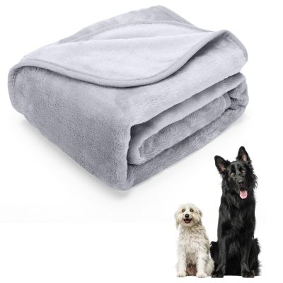 Nobleza Flannel Dog Blanket for Sofa, Bed and Travel, Soft and Warm, Washable, Gray, 75 x 75 cm