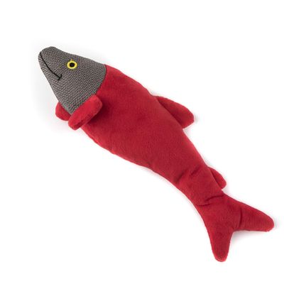 GLORIA Plush Dog Toy - Red - 29cm - Fish Lead - with Squeaker