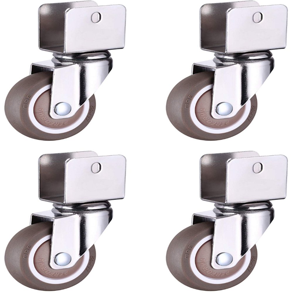 4-Pack 2-Inch Swivel Casters with Brakes, U-Type Mount