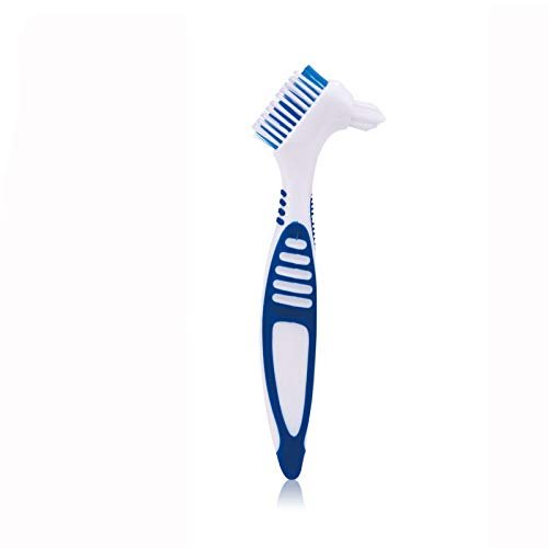 1/2-Piece Double-Bristle-Head Toothbrush Set with Multilayer Bristles for Denture Care