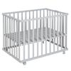 roba Foldable Playpen, Taupe, 74 x 100 cm, Space-Saving Wooden Playpen with Casters view 1