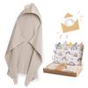Ruberella Hooded Baby Towel, Beige, 75 x 100 cm, 100% Organic Cotton Muslin view 1